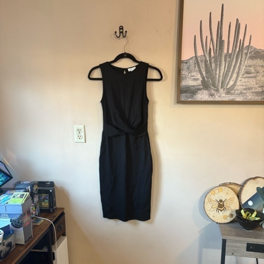 NWT Ten Sixty Sherman Black Stretch Twist-Waist Sheath Dress Size Small
